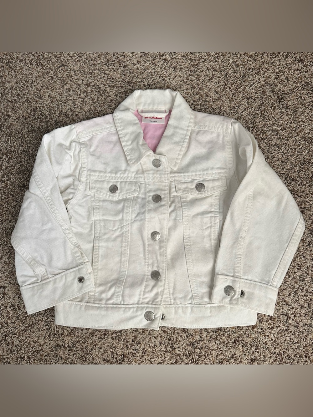 Hanna Andersson Girls White Denim Jean Jacket Size 90 3T Button Front